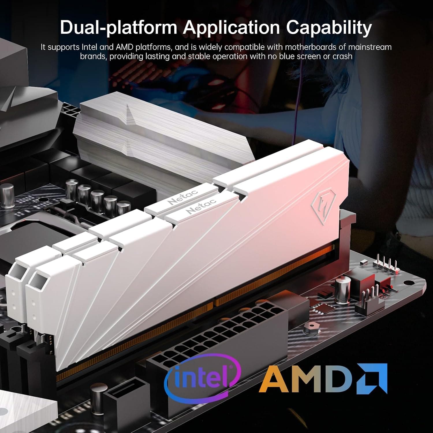 Netac Kit Station de Travail pour Ordinateur de Bureau 32 Go (2 x 16 Go) DDR4 3200 MHz C16 XMP 2.0 High Performance Blanc