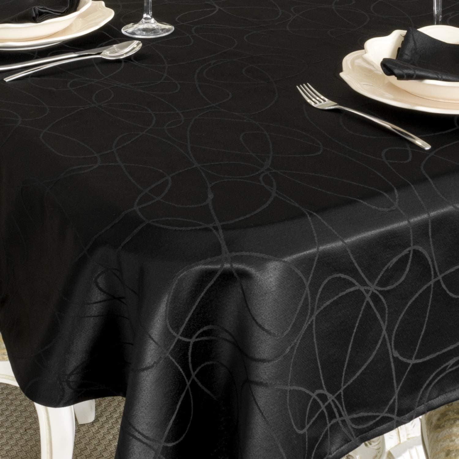 BGEUROPE Nappe - Antitache - Noir - Réf. Lines - 150cm x 350cm