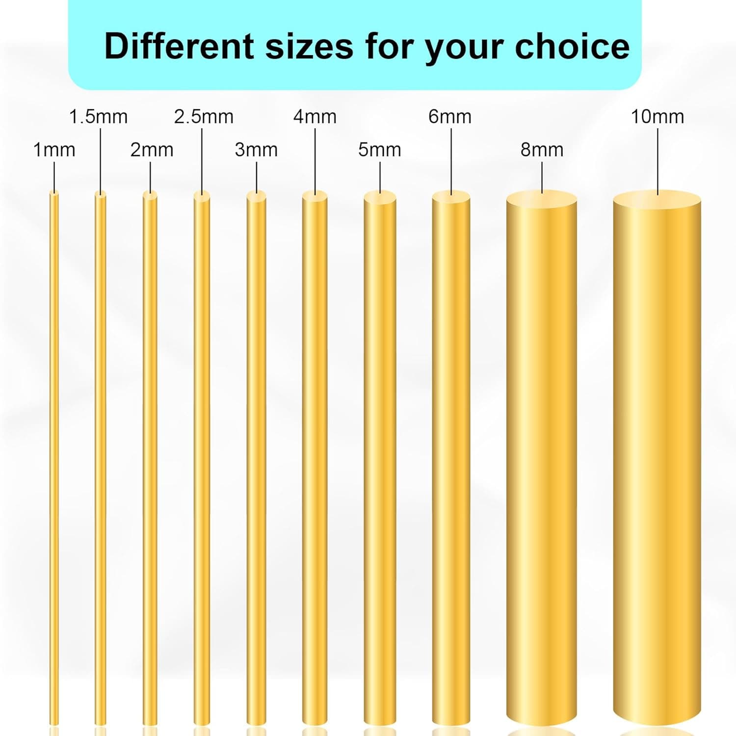 Tige en laiton de 2mm, 100mm de long, tige ronde en métal droite en laiton pour modèles RC, bricolage (6PCS)