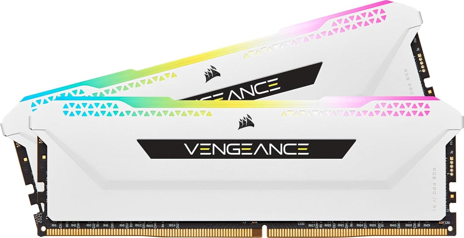 Corsair Mémoire de Bureau Corsair Vengeance RGB Pro SL 32 Go (2x16 Go) DDR4 Jusqu'à 3600MHz (PC4-28800) C18 1,35 V - Blanc
