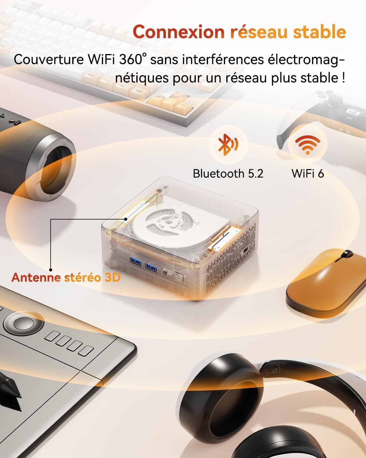 GEEKOM A5 Business Mini PC AMD Ryzen 7 7730U, 512Go SSD 16Go DDR4(Évolutif)