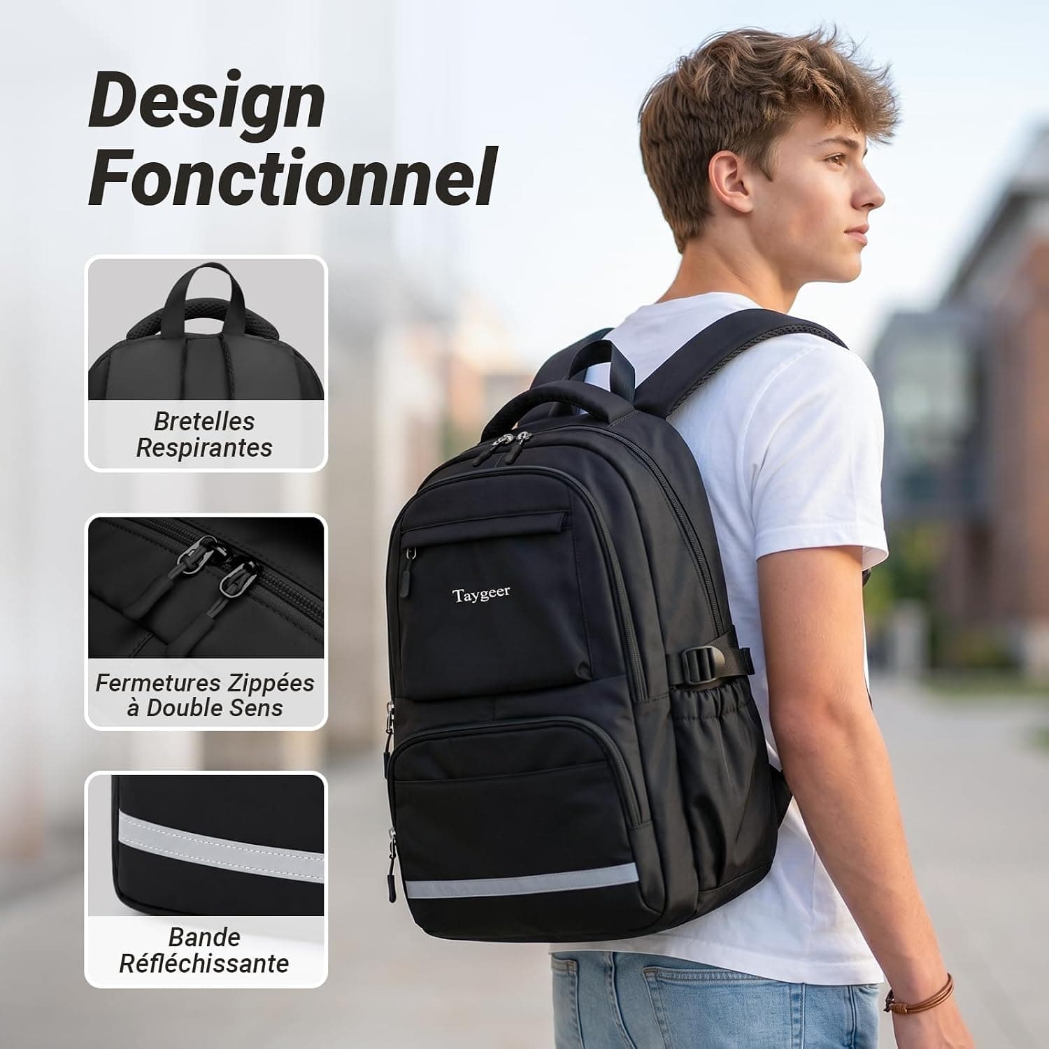 Taygeer Sac à Dos College Lycee pour Fille Garcon, Sac à Dos Ecole Léger