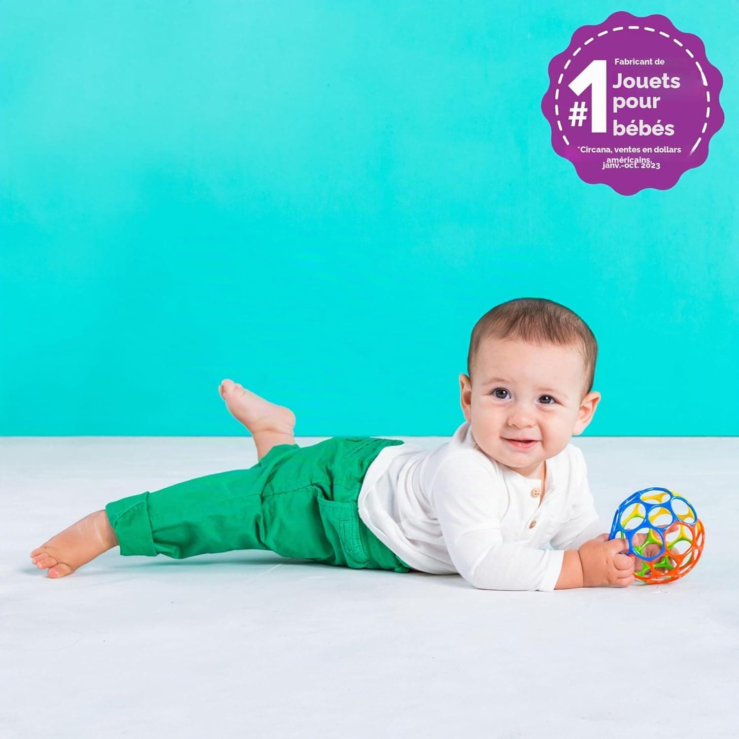 Bright Starts, Oball Classic, Balle Flexible et Facile à Manipuler, Jouet d'activité sensorielle pour Les Enfants de Tous âges, Multicolore