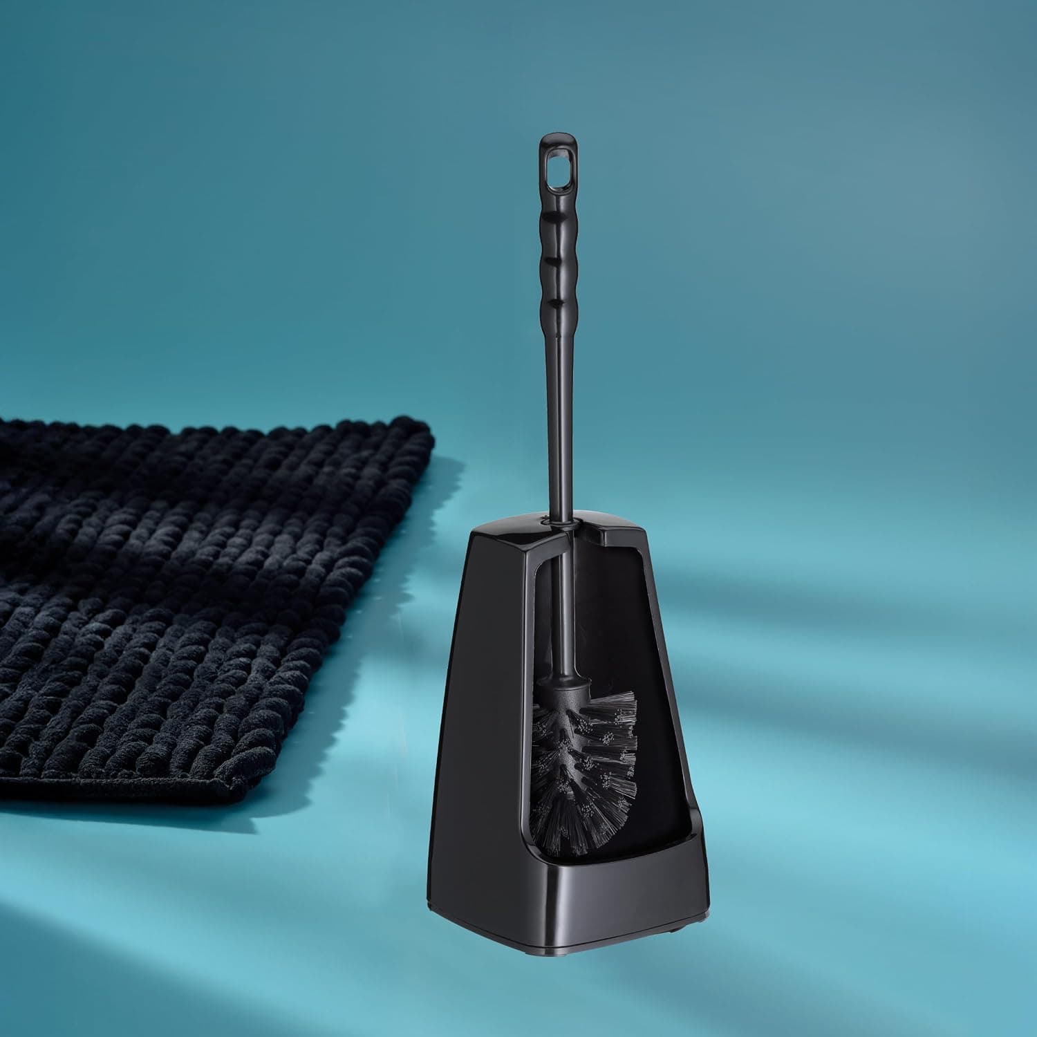 kela Brosse à WC avec réservoir Semi-Ouvert, 38 cm, Brosse pour Toilettes, Ensemble Brosse WC Levin, Noir