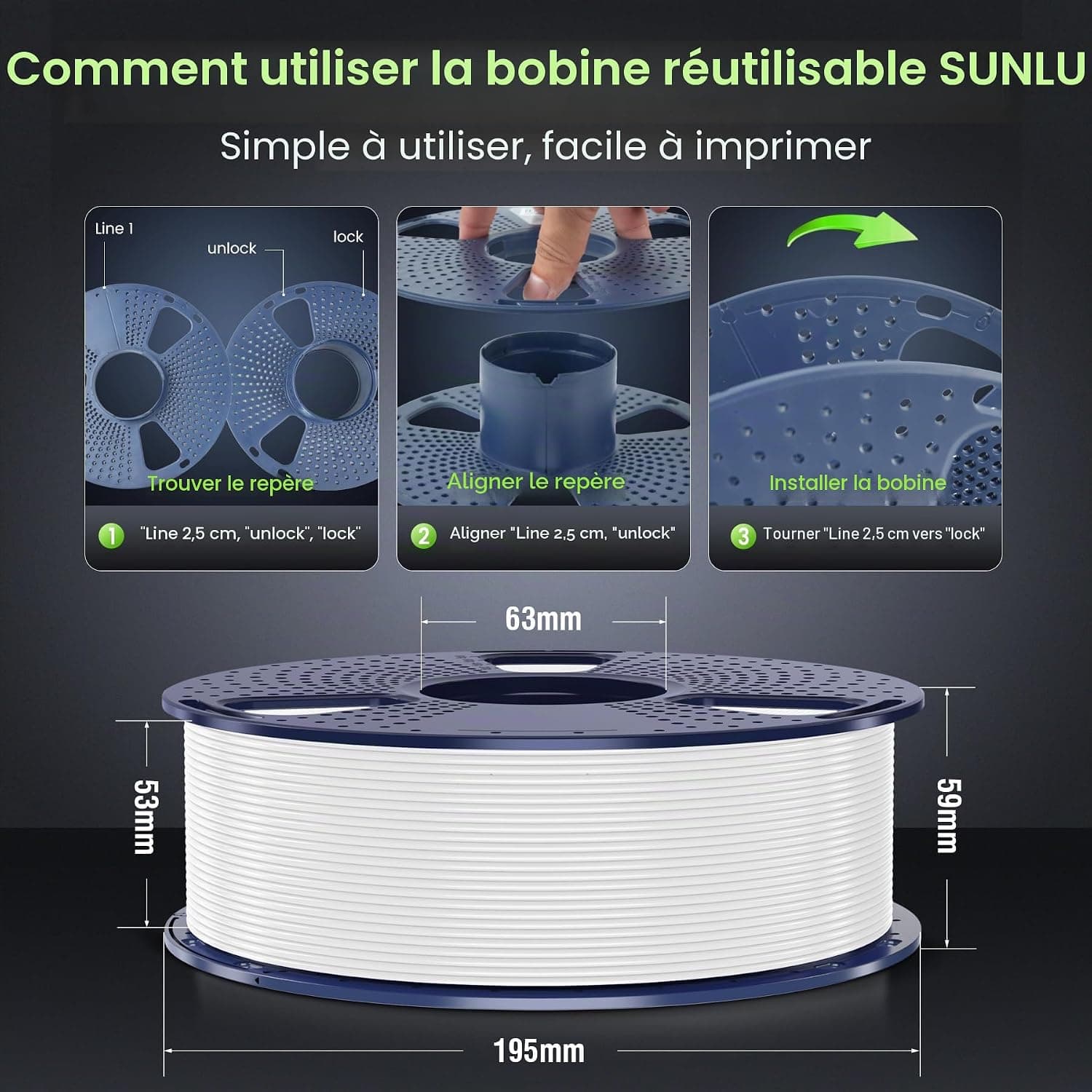 SUNLU PLA Plus Filament 3D Printer,3D Printing PLA+ FIlaments 1.75mm,Transparent Rouge