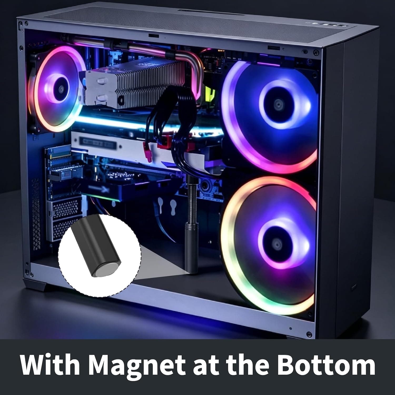 Support Carte Graphique, Support GPU Réglable Anti Affaissement, Aluminium avec Base Magnétique, Support Carte Vidéo Universel pour PC Gaming, Stabilisateur GPU Durable (75-120 mm)