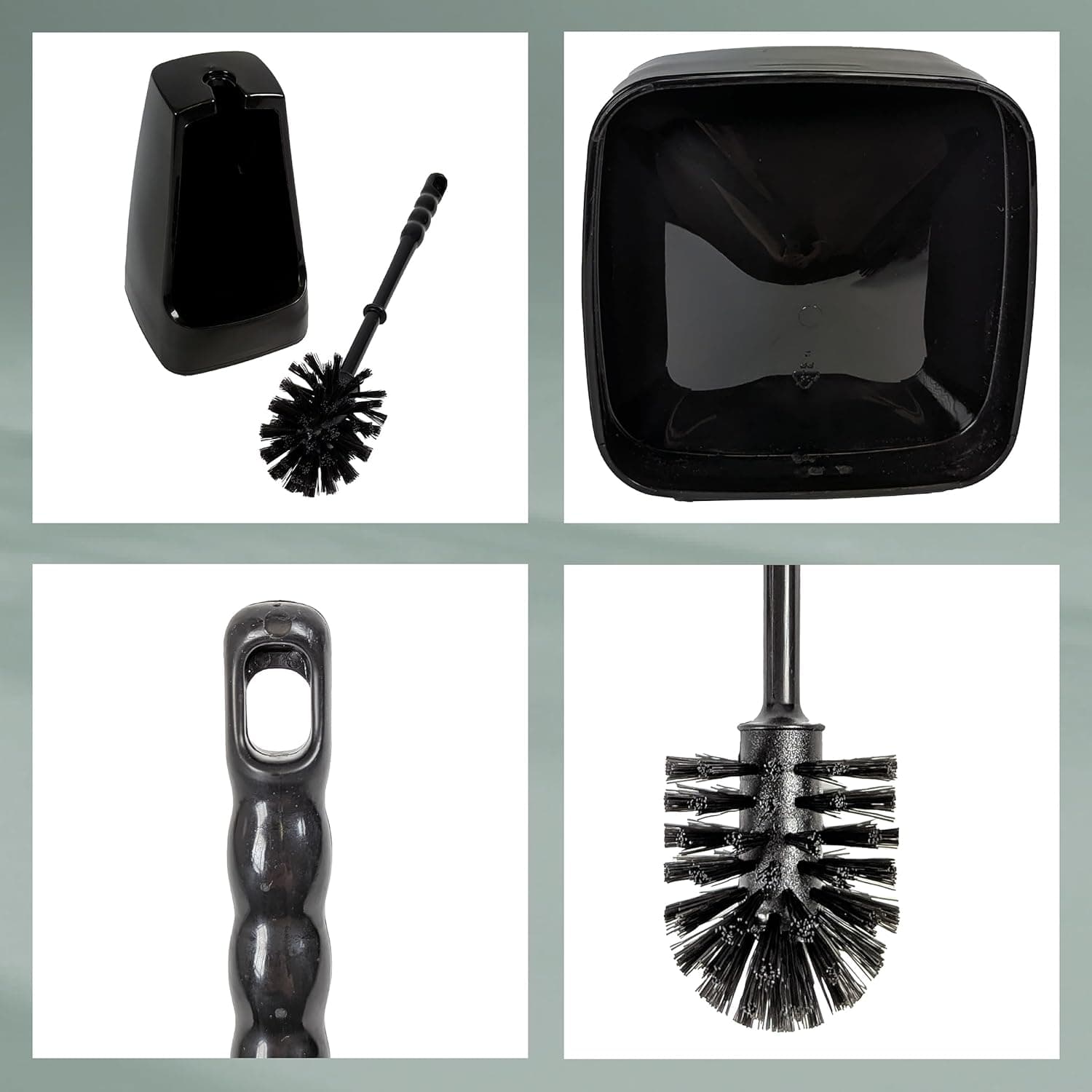 kela Brosse à WC avec réservoir Semi-Ouvert, 38 cm, Brosse pour Toilettes, Ensemble Brosse WC Levin, Noir