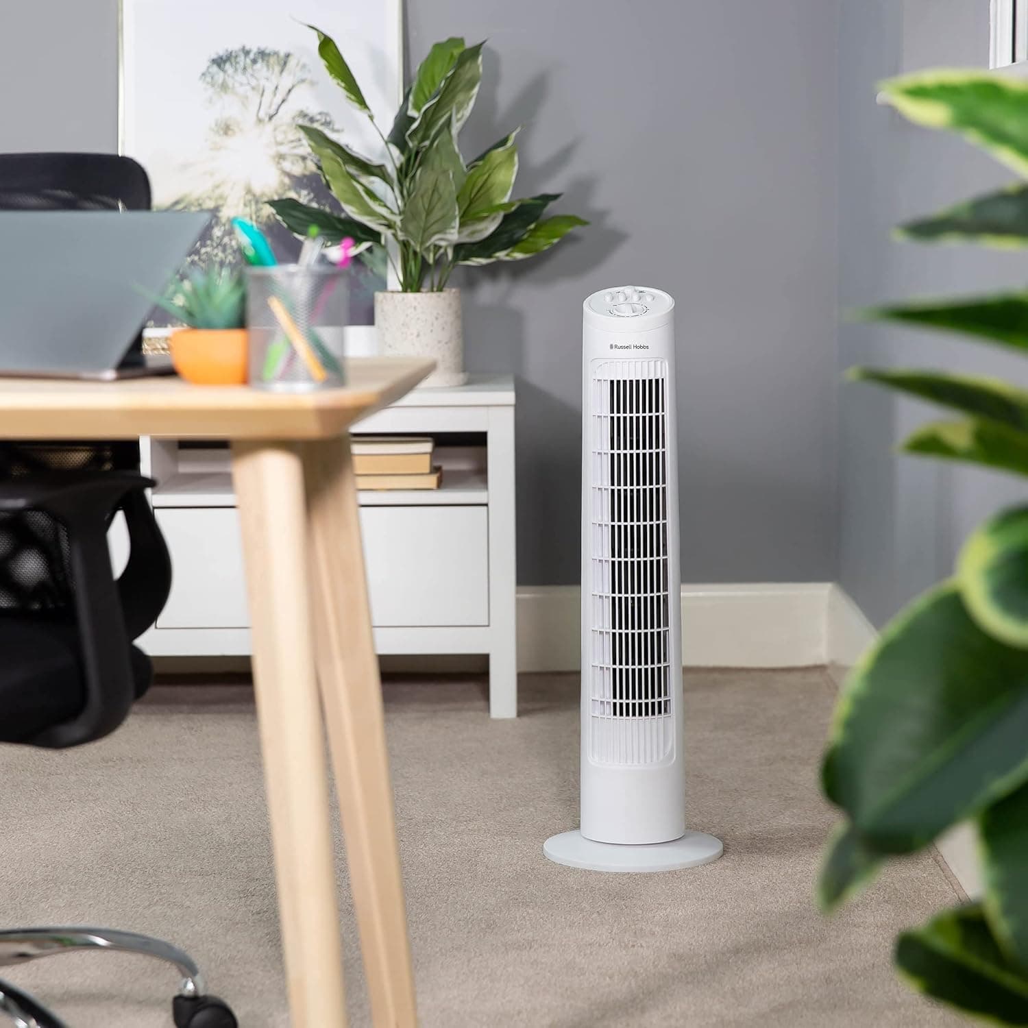 Russell Hobbs 29" Pouces, Léger, Ventilateur Tour, 3 Vitesses, Oscillation 75°, Flux D'Air Puissant, Fonctionnement Silencieux, Minuterie, Parfait Pour La Maison Ou Le Bureau, Blanc - Rhtf2921