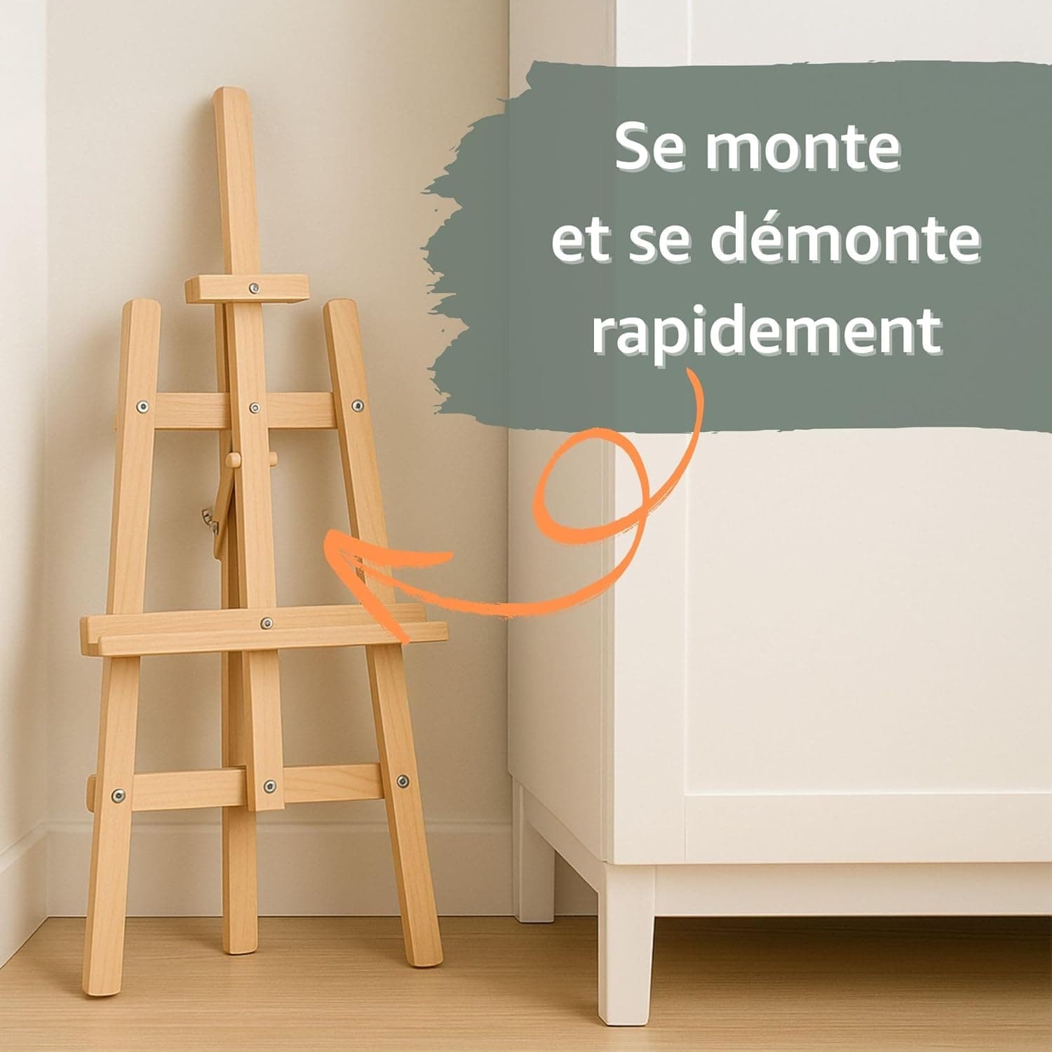 Chevalet en bois – Support toile réglable en hauteur pour peinture atelier mariage & plan de table – chevalets enfants adultes pliable trépied présentation bois 150 cm