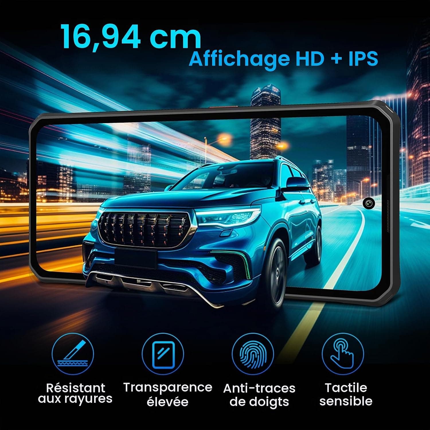 FOSSiBOT F114 Telephone Incassable 120 Hz 16Go+128Go/2To