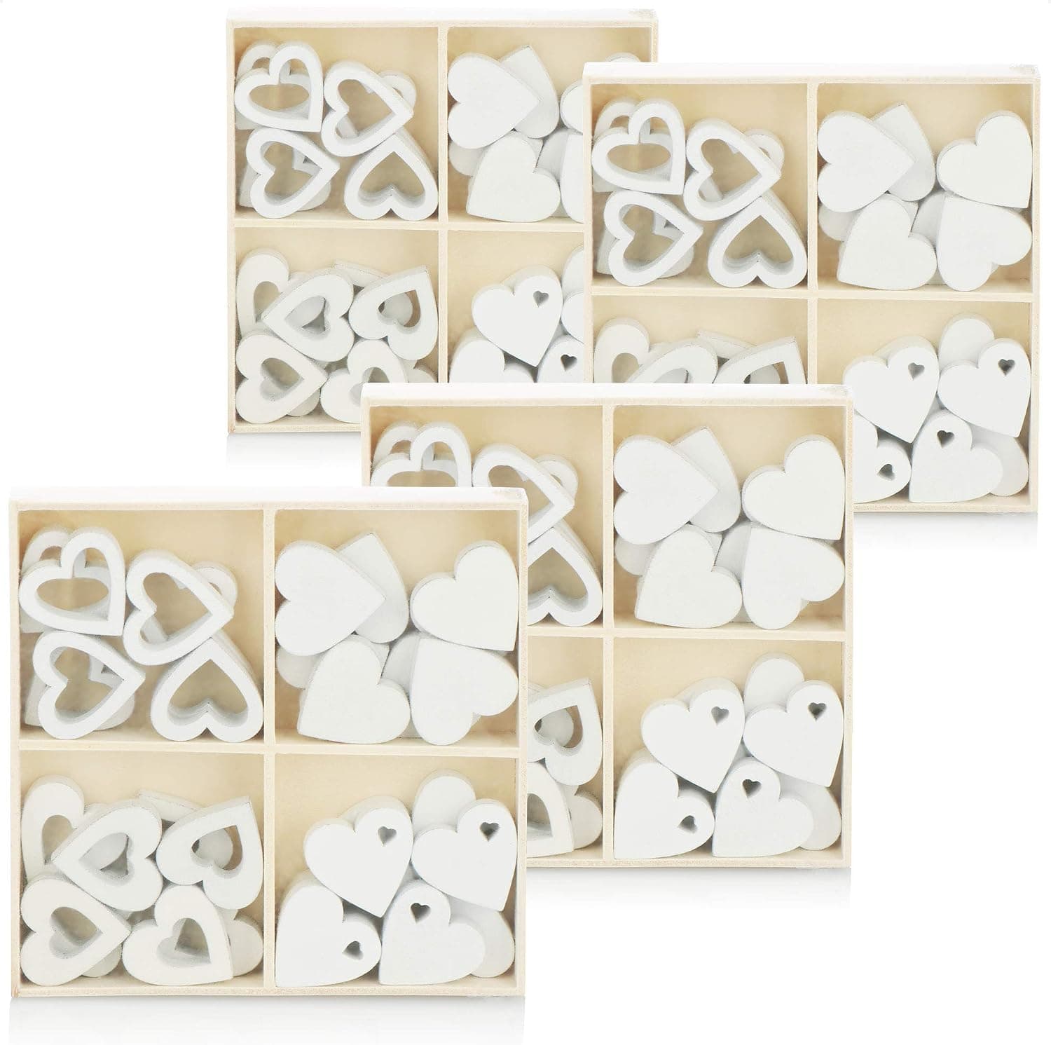 COM-FOUR® 128x décor à saupoudrer de cœur, petits coeurs en bois en quatre