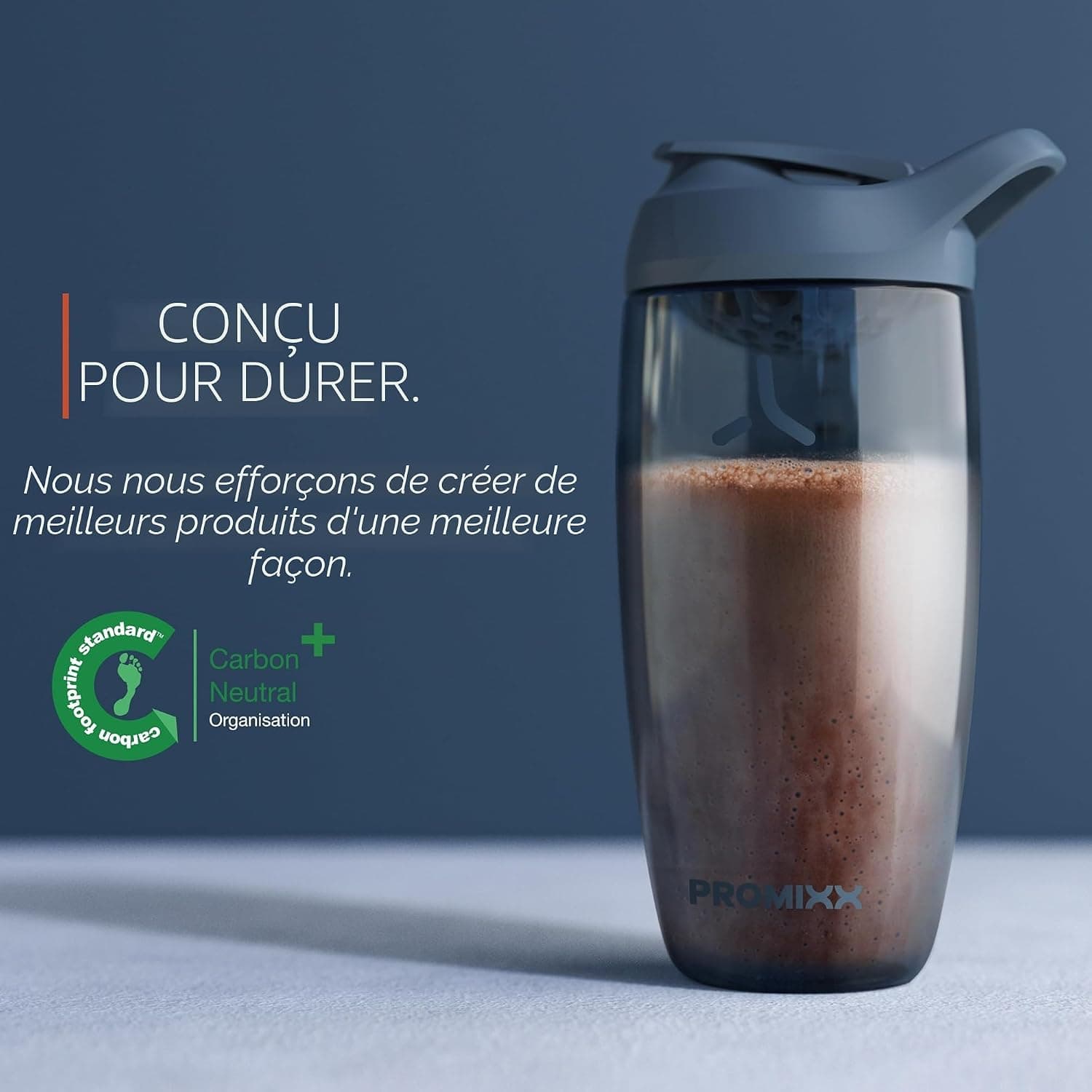 Promixx PURSUIT bouteille shaker de protéines de qualité supérieure pour shakes complémentaires – facile à nettoyer et durable, 950 ml, Bleu Nuit