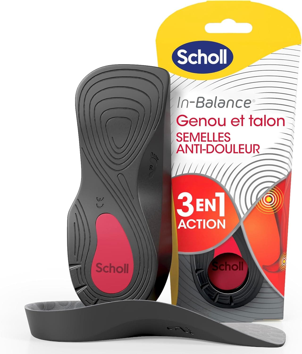 Dr. Scholl's In-Balance Semelles Orthopédiques Homme & Femme pour soulager les Douleurs aux Genoux & Talons - Stabilité du Pied et Absorption des Chocs grâce à son Talon Renforcé, Taille 42.5-45