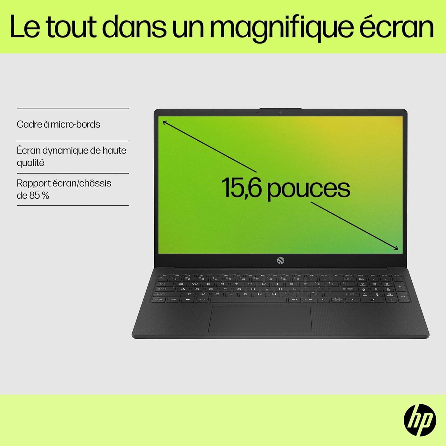 HP 15-fd0001sf Ordinateur Portable 15,6" FHD, PC Portable (Intel Celeron N100, RAM 4 Go, UFS 128 Go, Intel UHD Graphics, Windows 11), Laptop Gris, AZERTY, Microsoft 365 Personnel 12 Mois Inclus