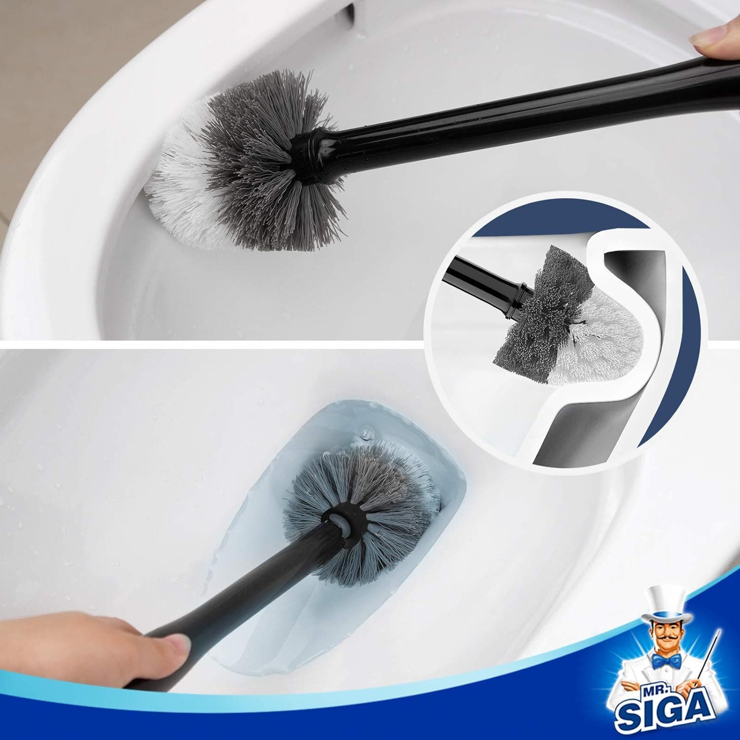 MR.SIGA Brosse Toilettes WC, Brosse WC et Support à Couvercle Automatique