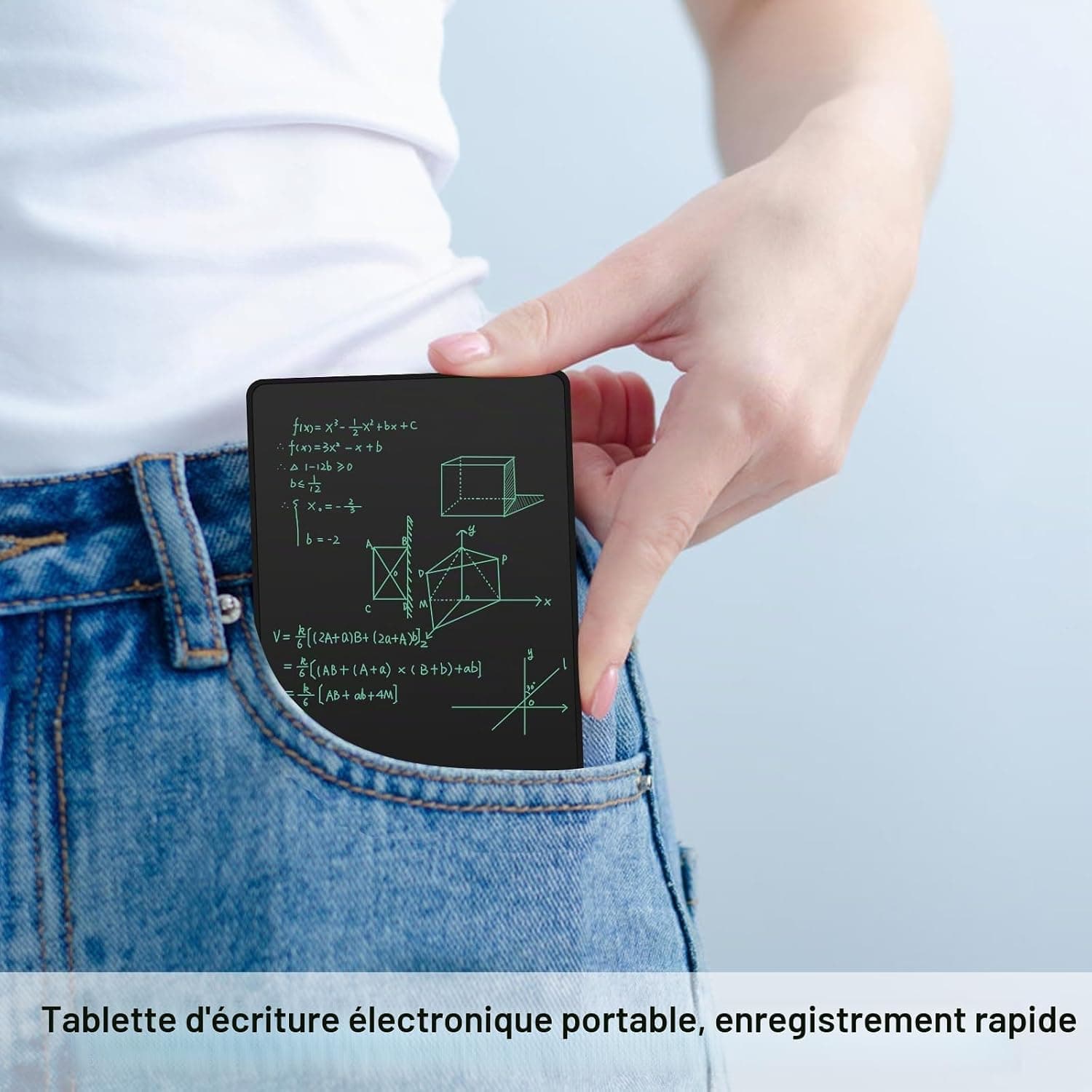 Tableaux D'écriture LCD pour Adultes, Czemo 6.5 Pouces Réutilisable Plein Ecran LCD Tableaux d'écriture avec Stylo Magnétique, pour Record Rapide, Bureau, Mémos, Arithmétique, Dessin, Noir