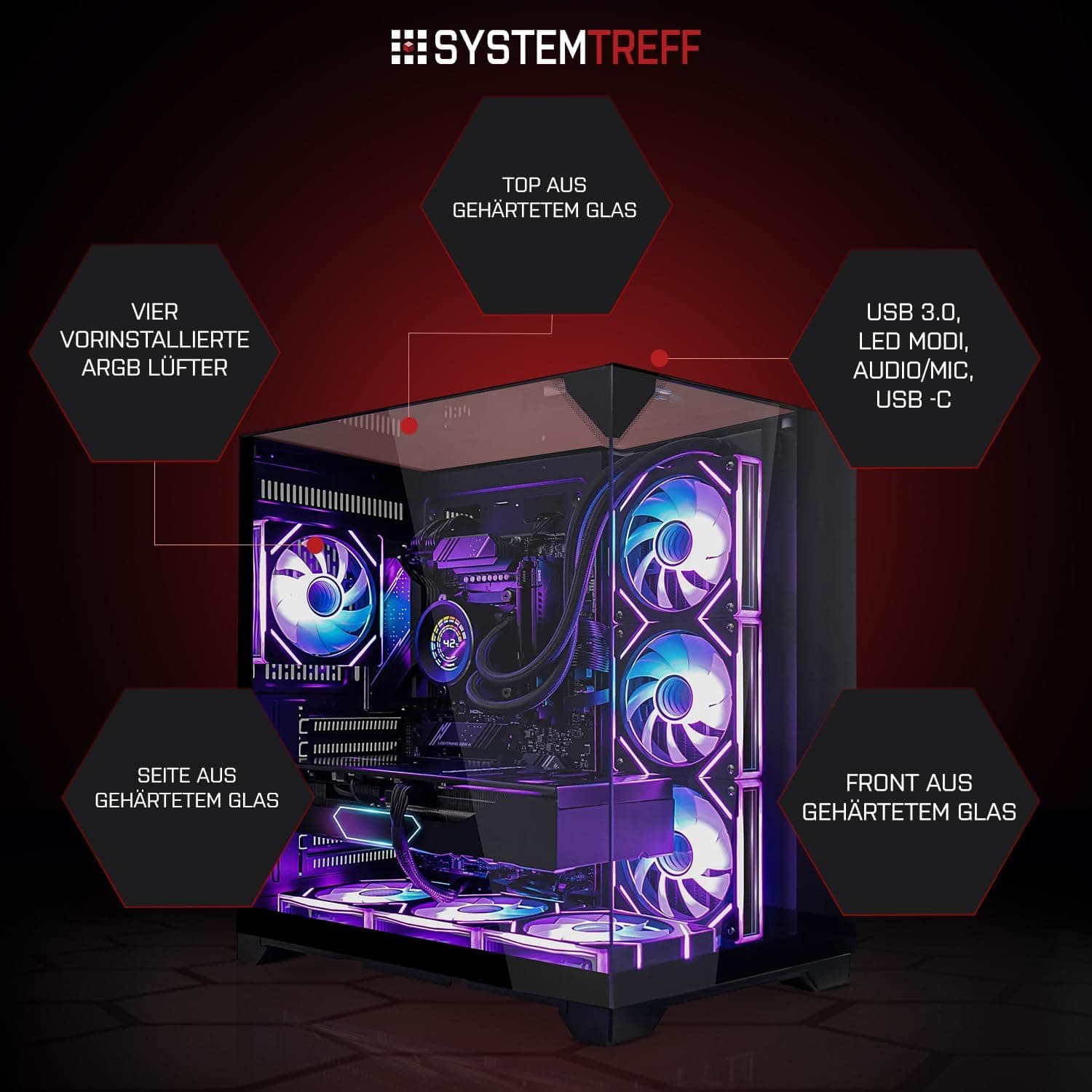 SYSTEMTREFF PC Gamer High-End - AMD Ryzen 7 9800X3D - RTX 5080 16Go