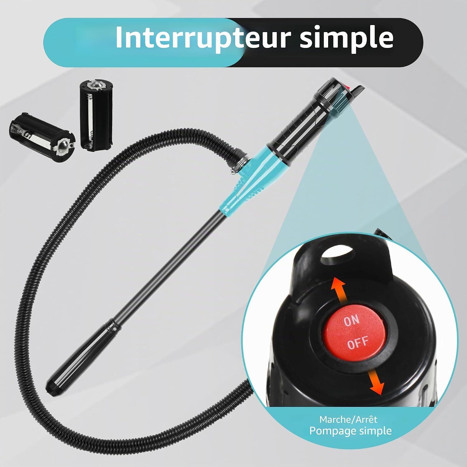 Pompe Essence Electrique Pompe Carburant Automatique Pompe de Transfert de Liquide a Gasoil Siphon Portable à Essence 2.4 Gpm pour Carburant Huile Diesel Eau (Bleu)