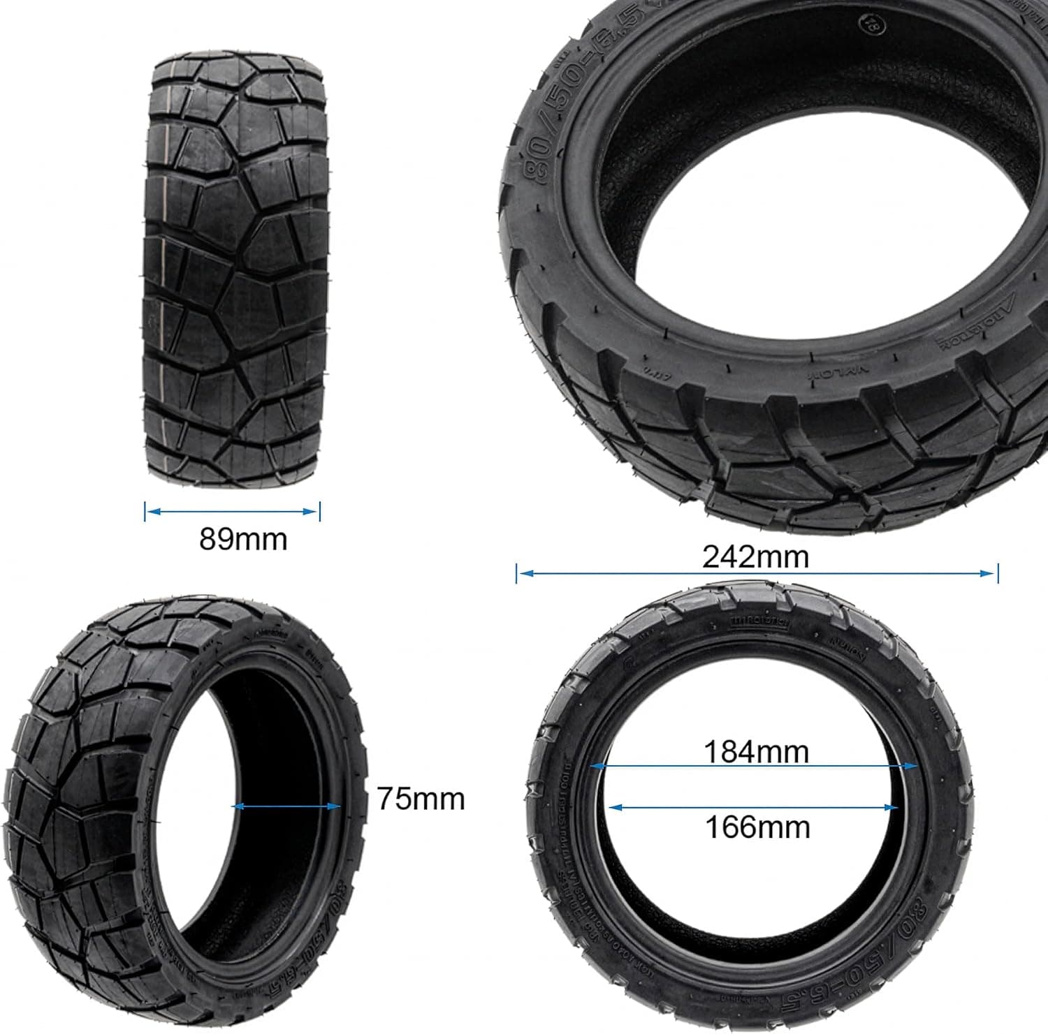 Pneu tubeless 80/50-6.5 Ewheel Rhinotrack Runflat