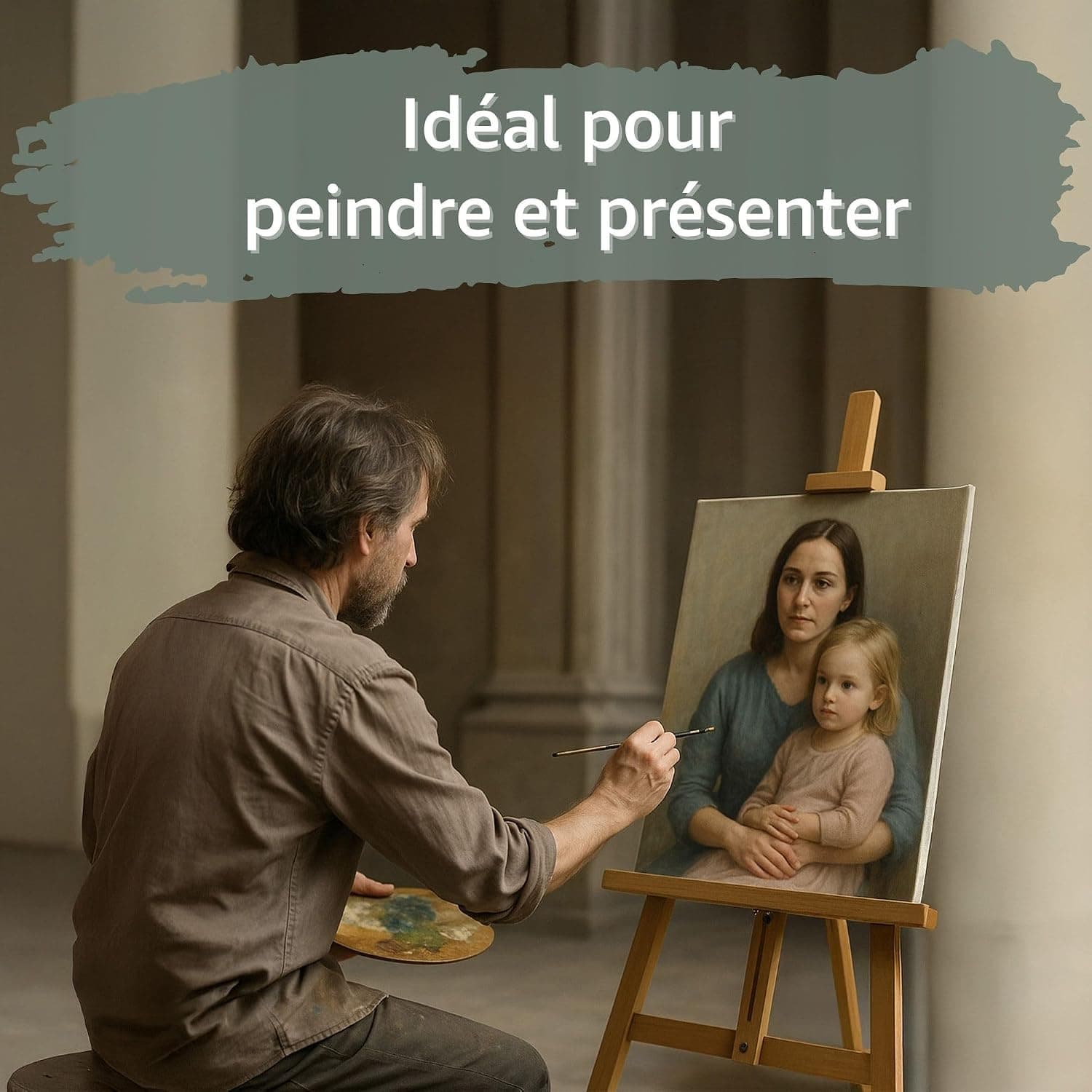 Chevalet en bois – Support toile réglable en hauteur pour peinture atelier mariage & plan de table – chevalets enfants adultes pliable trépied présentation bois 150 cm