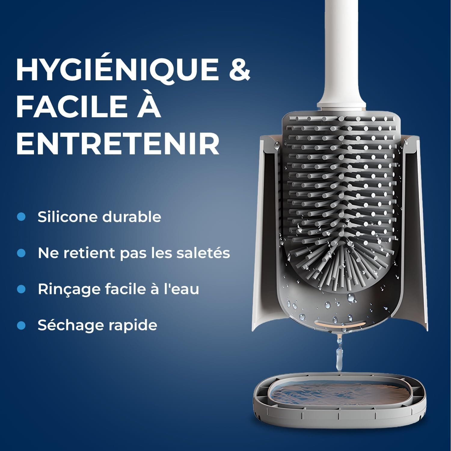 STARWAX Brosse Toilette Silicone avec Attache Murale, Blanche