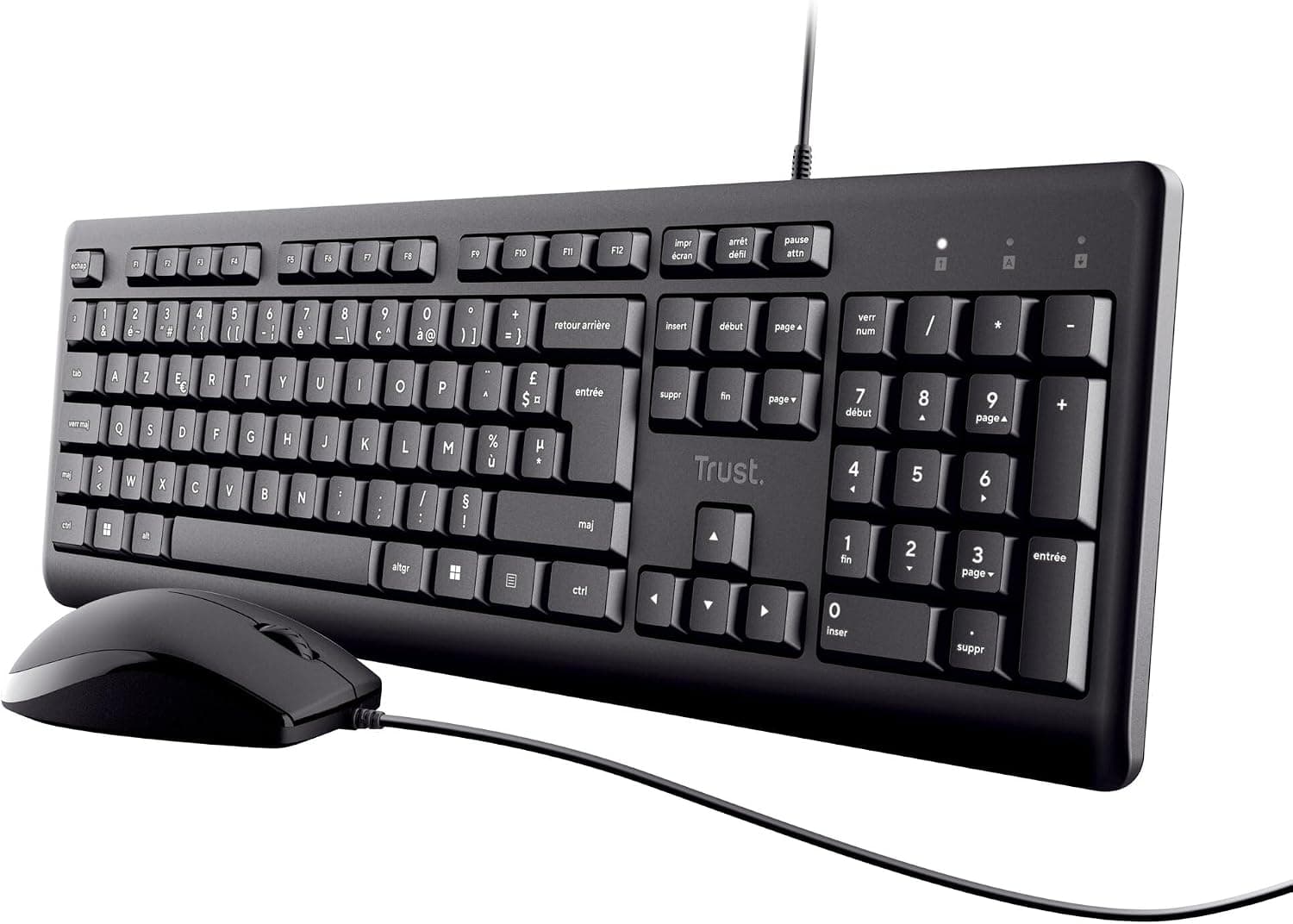 Trust Taro Pack Clavier et Souris Filaires AZERTY Français, Noir