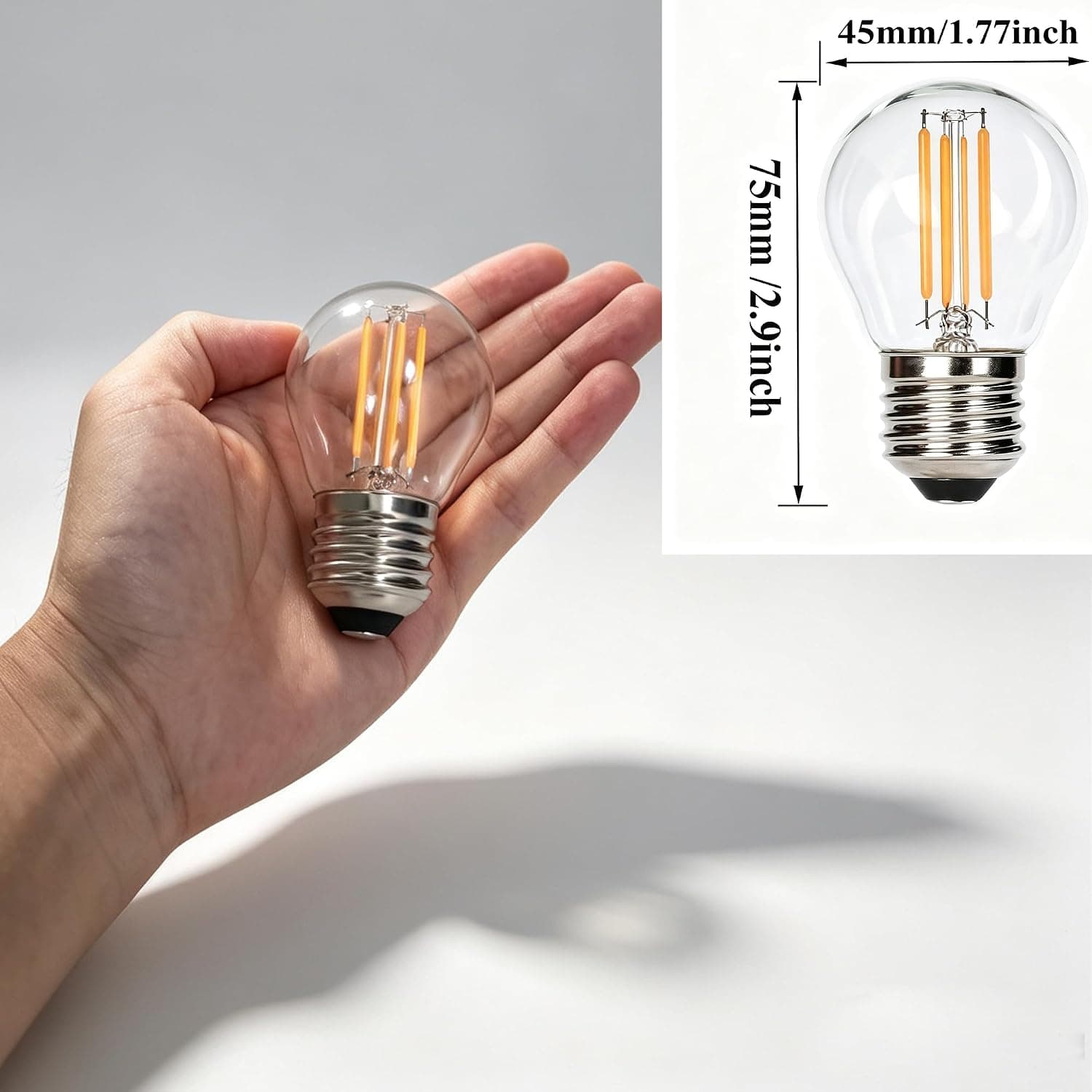 Etrogo Ampoule LED Filament E27 G45 4W Equivalent 40W 450Lm 2700K Blanc Chaud (Non Dimmable,Lot de 6)
