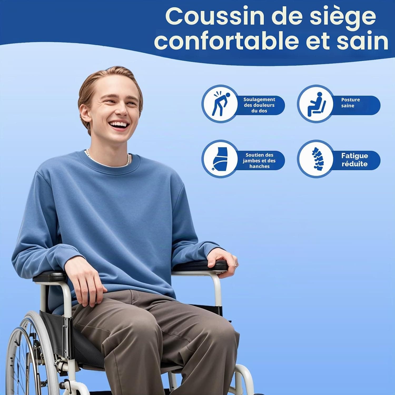 Benazcap Ergonomique Coussin Coccyx pour Fauteuil Roulant, Siège de Voiture