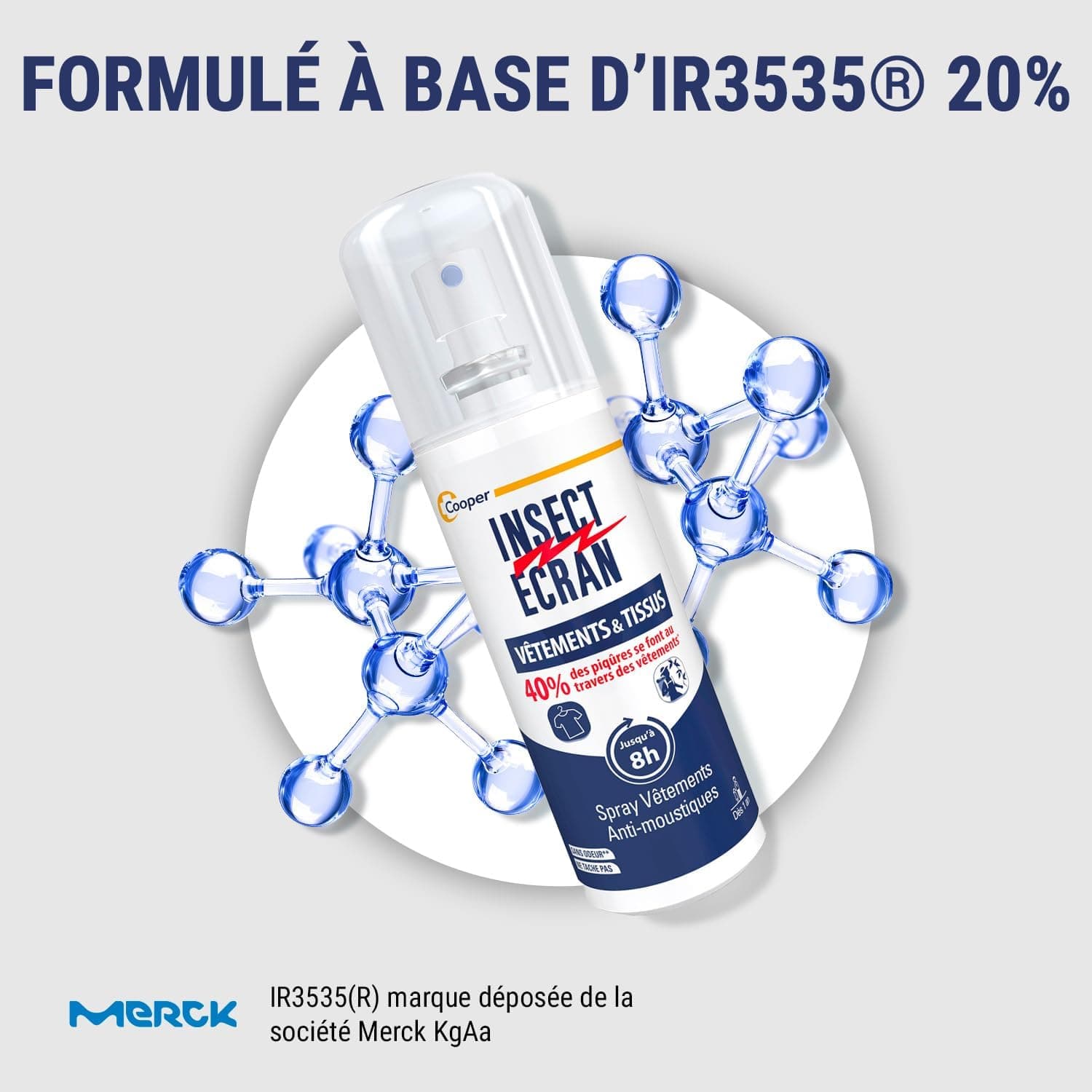 INSECT ECRAN - Spray Anti-Moustiques - Vêtements &Tissus - Dès 1 ans -100ml