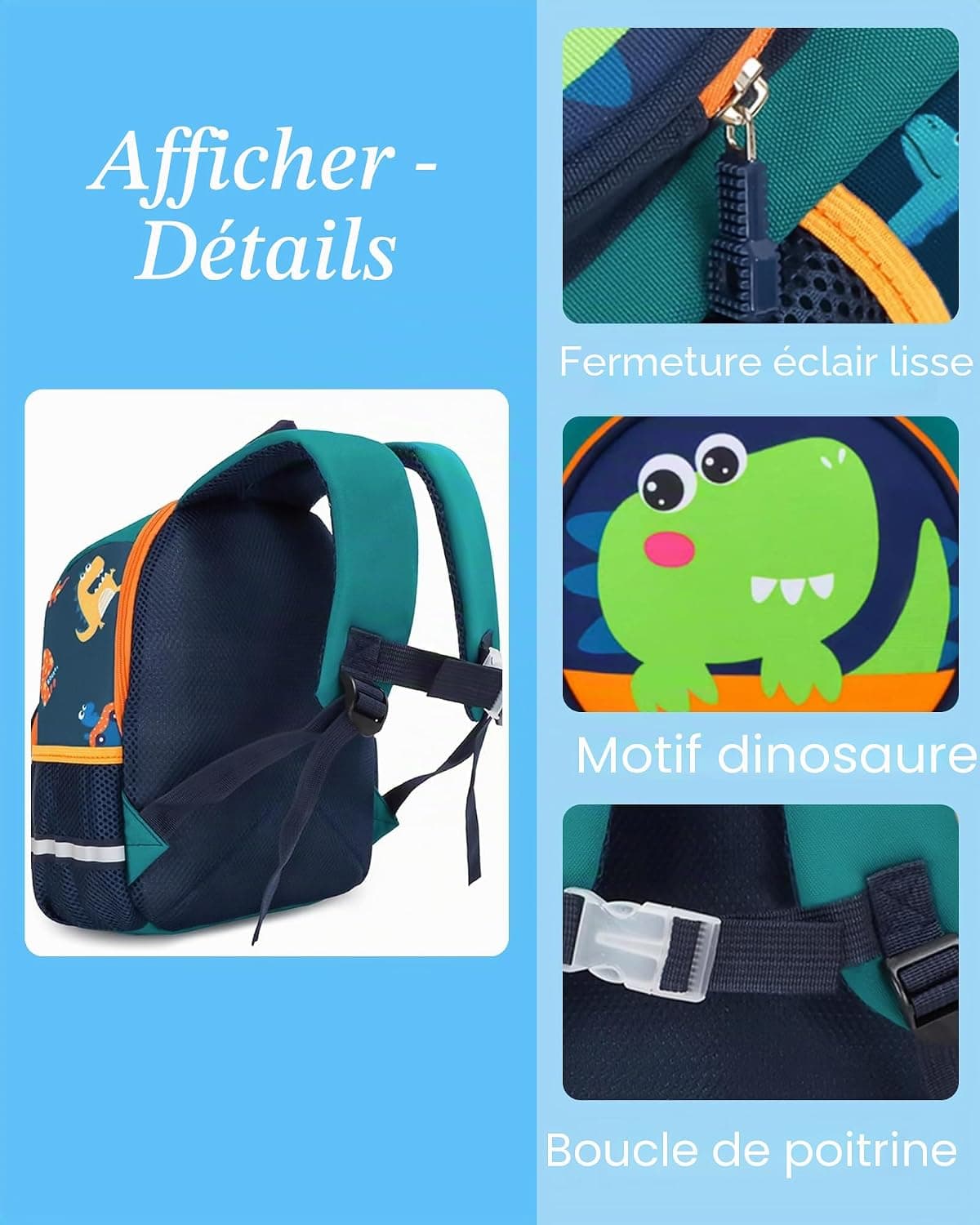 Sac a Dos Maternelle Garçon, Cartable Dinosaure pour Enfants