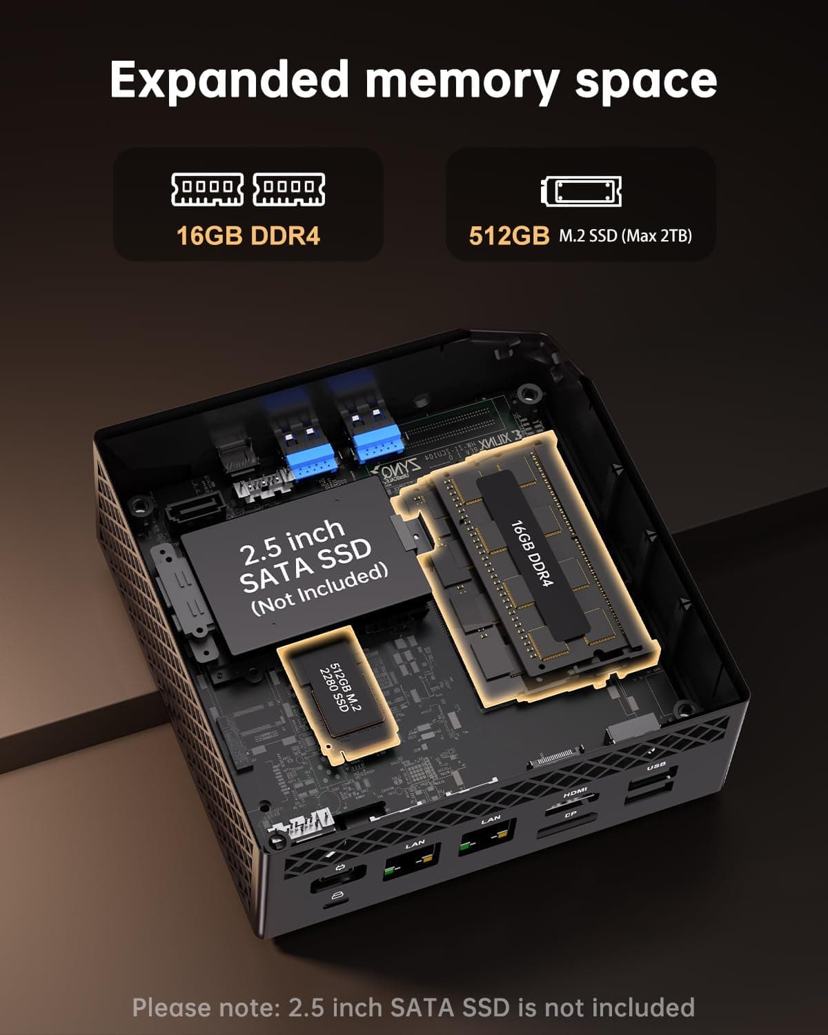 NiPoGi AM06 Pro Mini PC W-11 Pro, Ryzen 5 7430U(6C/ 12T, jusqu'à 4,30 GHz)