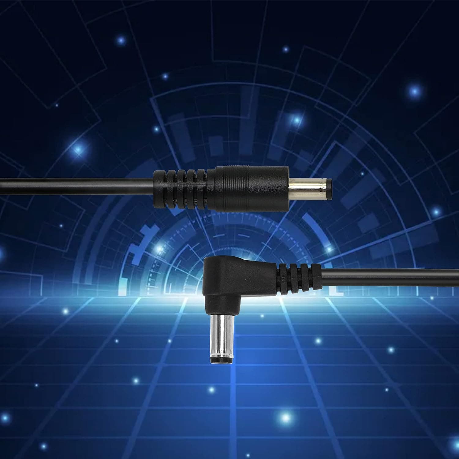 GINTOOYUN Lot de 2 câbles d'alimentation CC vers CC à angle droit - 24 AWG CC - 5,5 mm x 2,1 mm mâle vers fiche CC 90 degrés - Pour éclairage de bande, CCTV, voiture, etc