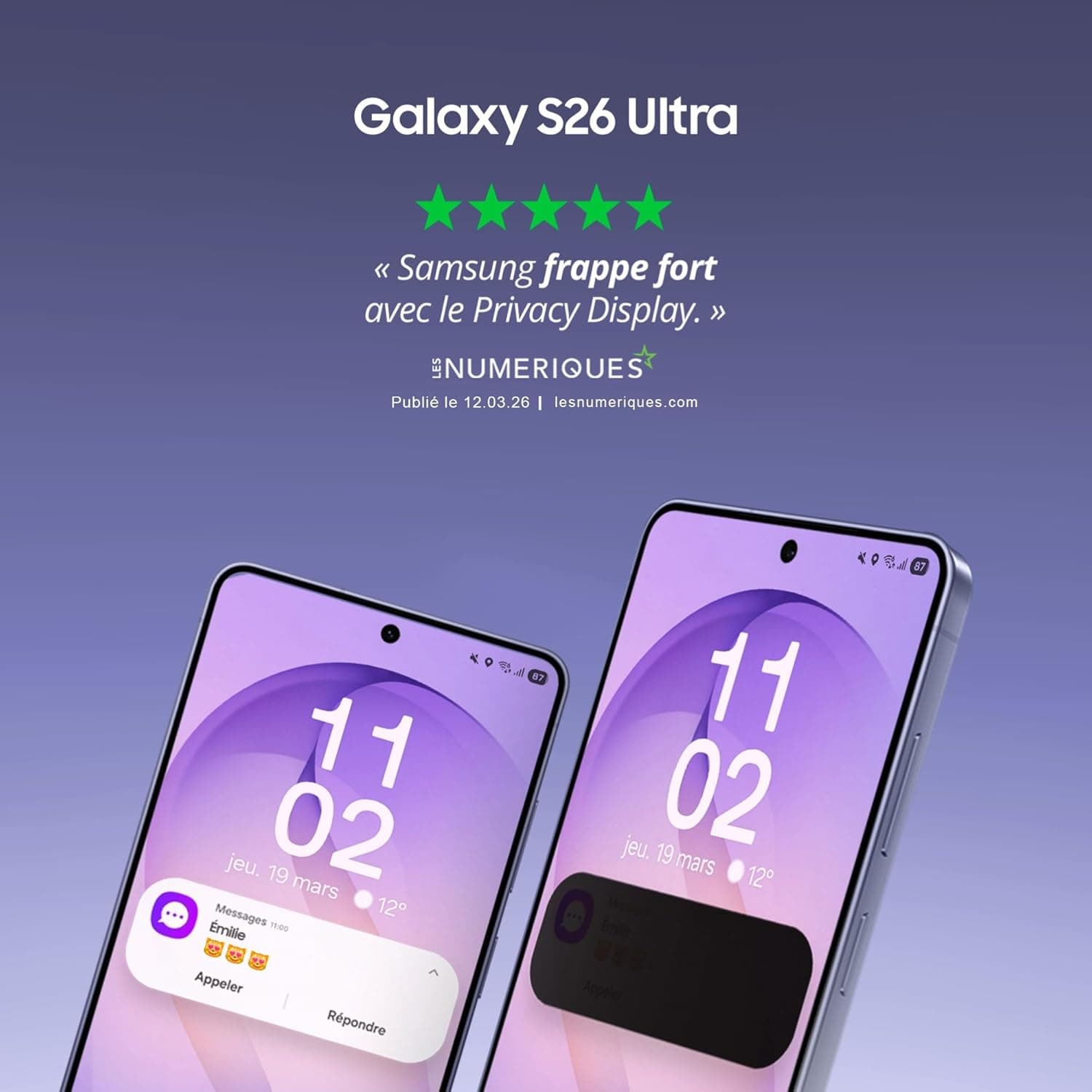 Samsung Galaxy S26 Ultra, Smartphone Android 5G avec Galaxy AI, 512 Go, Chargeur Secteur Rapide 25W Inclus, Smartphone déverrouillé, Noir, Version FR