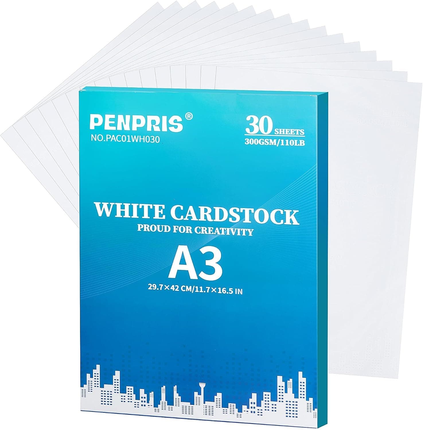 300gsm A3 Blanc Carton 30 Feuilles 110lb Papier De Construction