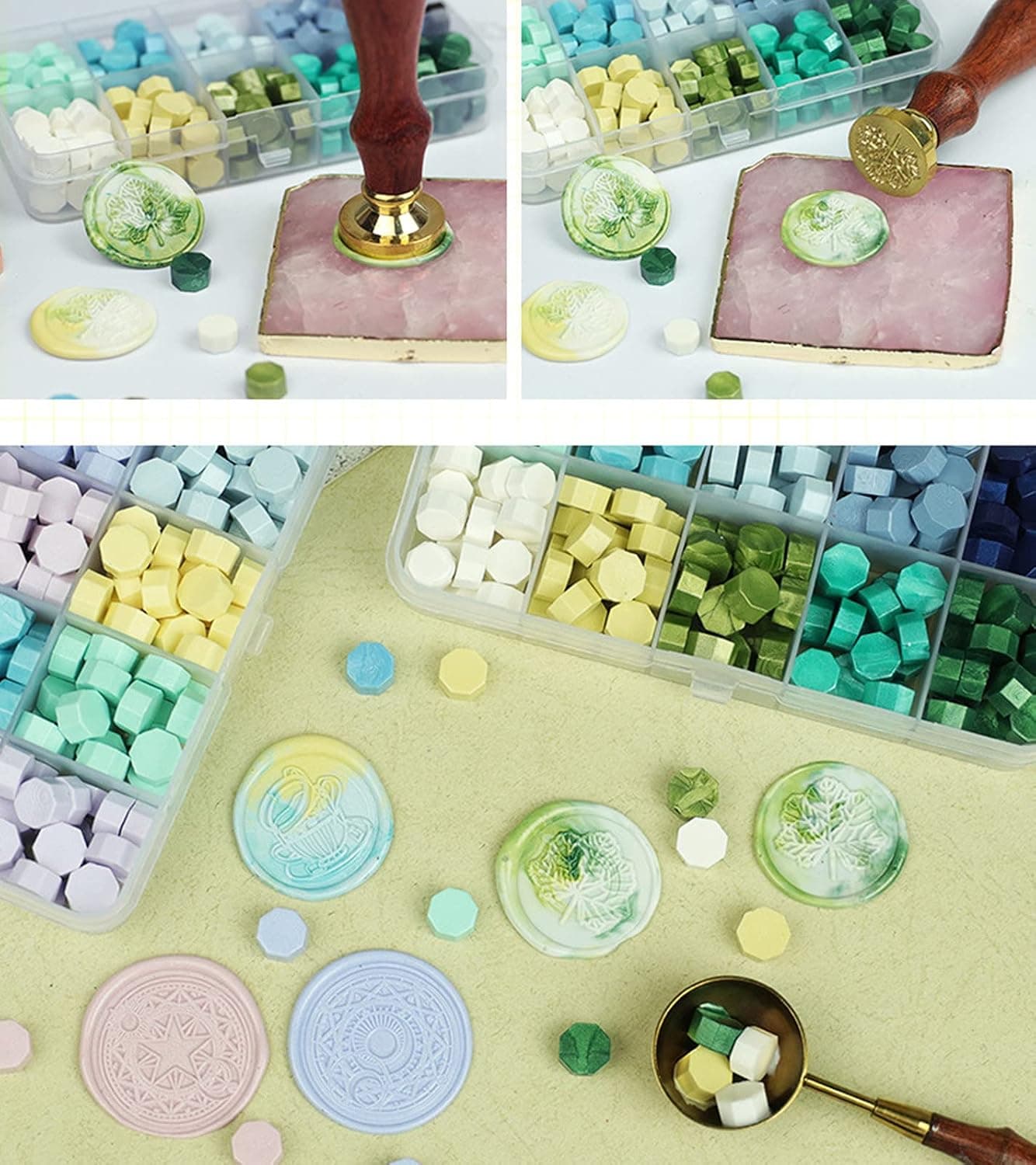 200 Pièces Perles de Cire à Cacheter 10 Couleurs Sceaux de Cire Octogonaux pour Rétro Cachetage de Timbres,Enveloppes, Invitations de Mariage,Emballage de Cadeaux (Série Rose)