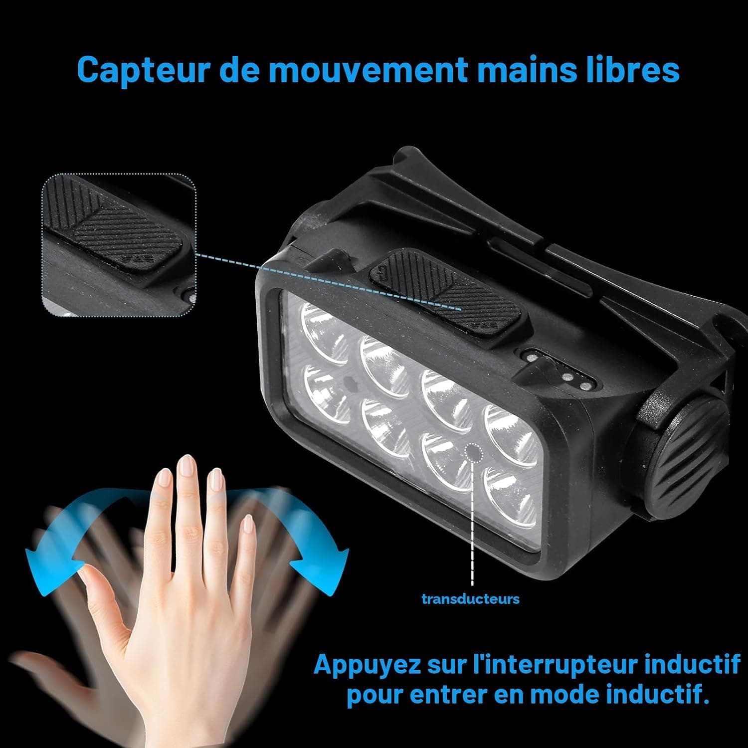 Lot de 2 lampes frontales LED rechargeables 2500 lumens IPX6 étanches