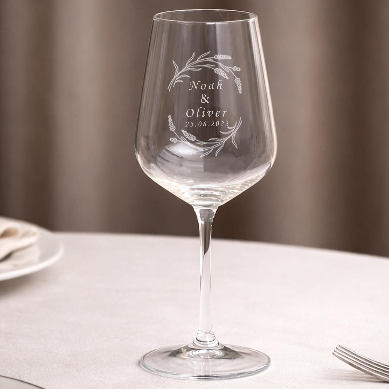 Wanapix | Verres à Vin Bohème Personnalisés | Cadeau de mariage | Flowers