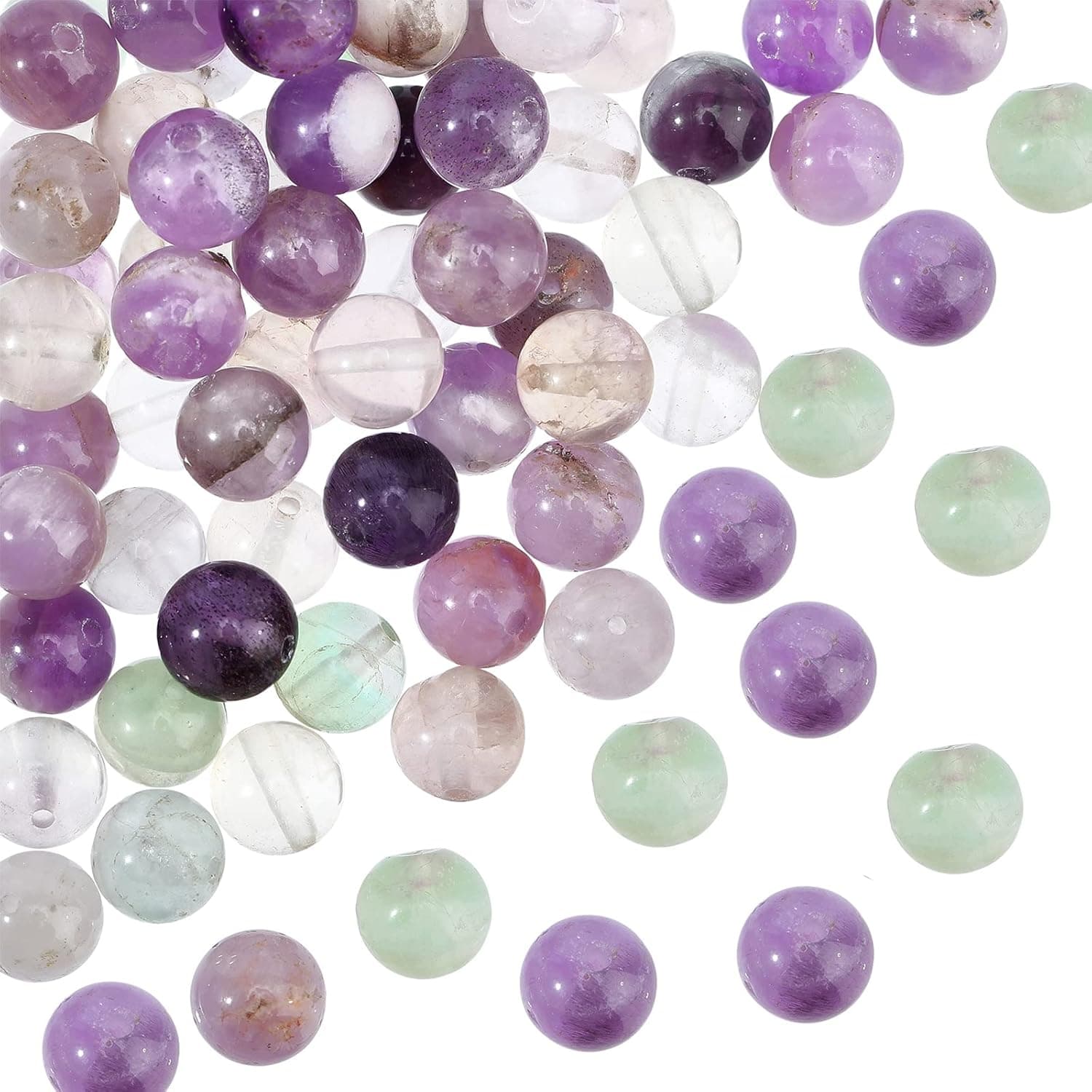 OLYCRAFT 126pcs Perles de Fluorite Violet Naturel pour Bracelet Collier