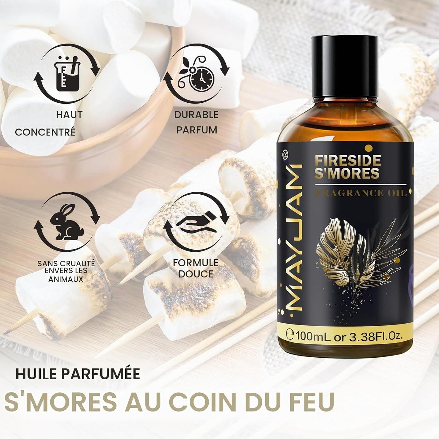 MAYJAM Huile Parfumée de S'mores Au Coin Du Feu pour Diffuseur 100ML