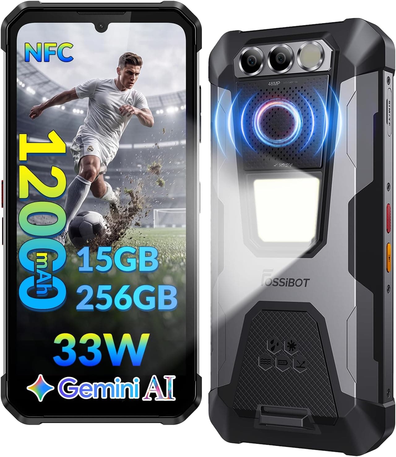 FOSSiBOT F106 Pro -12000mAh/30W Telephone Incassable,Ăcran 6.58" FHD+