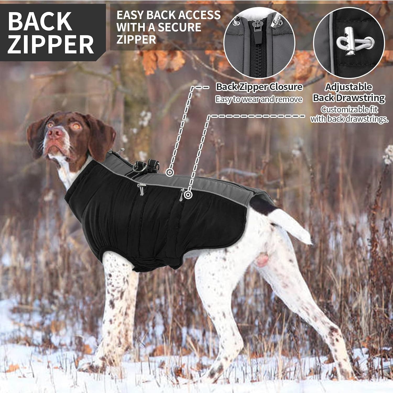Manteau Chien Imperméable, Manteau Chien Hiver avec Doublure Polaire, Manteau pour Chien pour Petits, Moyens et Grands Chiens, Manteaux d'hiver pour Chiens, Vetement Chien - XS-XXXL