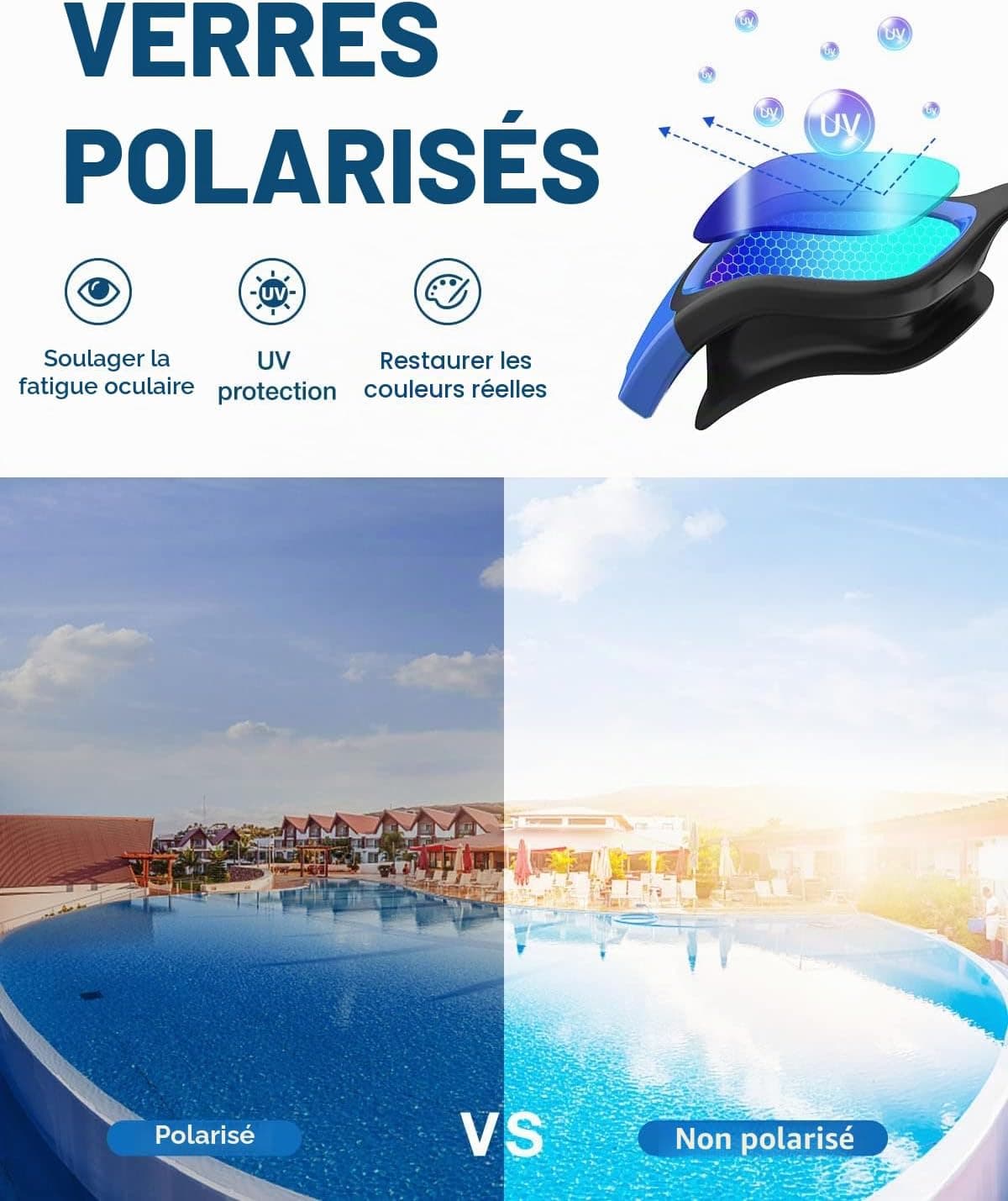 ZIONOR G1 Polarisées Mirror Lunettes de Natation pour Unisex Adulte Homme Femme, Anti Buée, 100% Anti UV Lunettes de Plongée