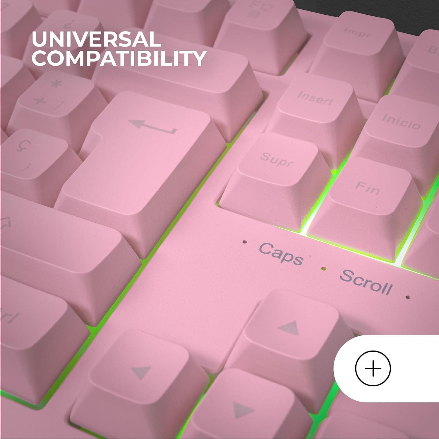 Mars Gaming MK023, Langue Français, Clavier Gaming TKL, Technologie Hybride H-Mech, Éclairage FRGB Rainbow, Anti-ghosting, Compatibilité Universelle, Rose