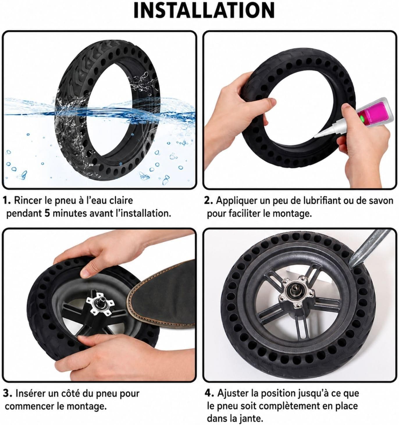 ANSENI Pneu Plein 8,5 Pouces Pneu de Remplacement Antidérapant pour Trottinette Électrique,Compatible avec Xiaomi M365/1S/Essential/Pro/Pro