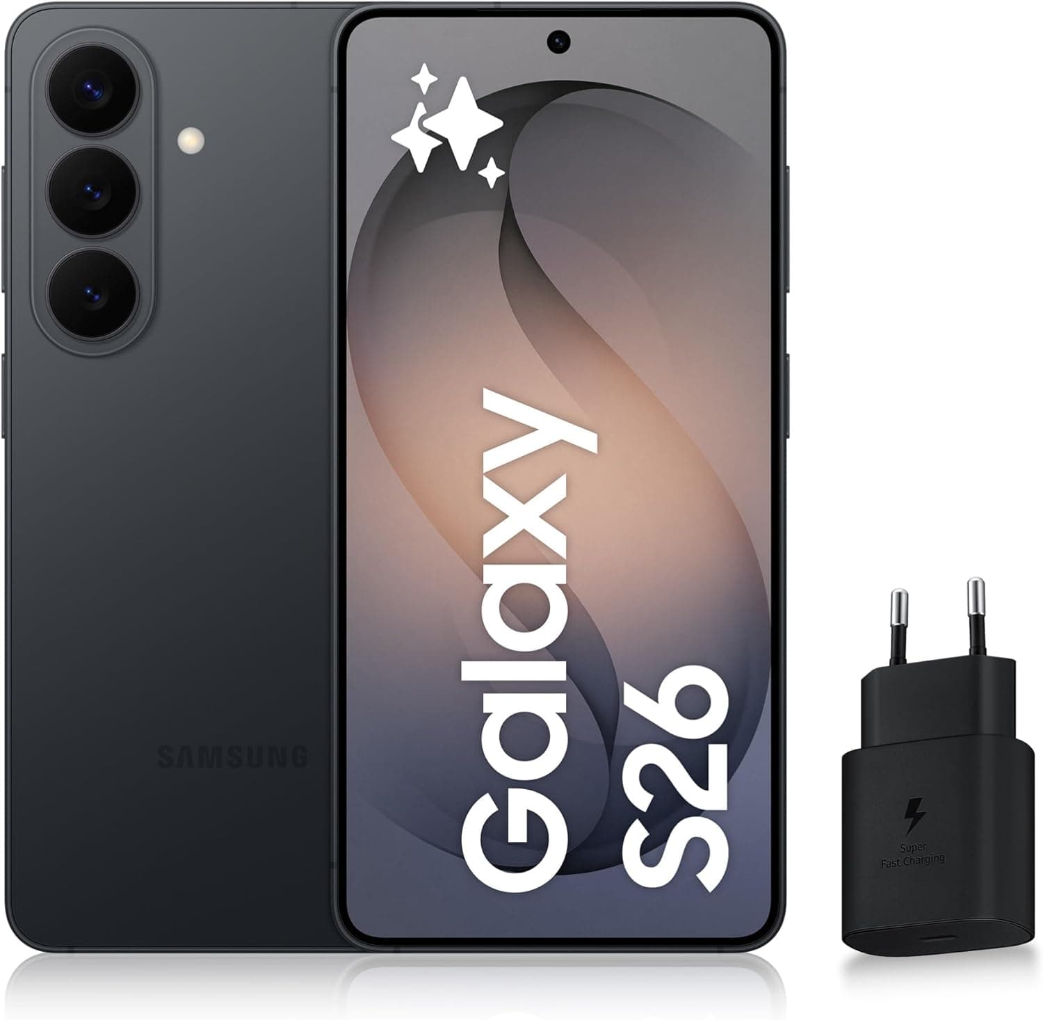 Samsung Galaxy S26, Smartphone Android 5G avec Galaxy AI, 256 Go, Chargeur Secteur Rapide 25W Inclus, Smartphone déverrouillé, Noir, Version FR