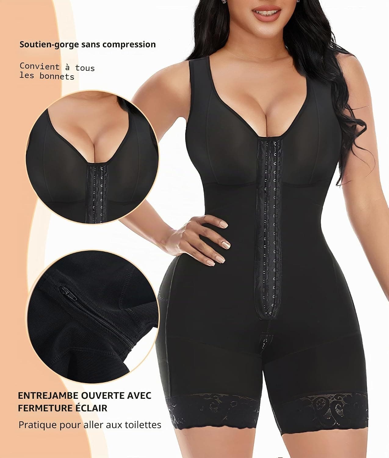 YIANNA Body Gainant Femme Ventre Plat Combinaison Gainante Sculptant Gaine Amincissante Invisible Minceur