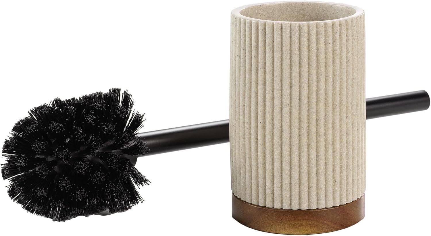 douceur d'intérieur, Brosse WC (Diamètre 9,1 x 38,5 cm) Niagara Naturel, Polyrésine et Acacia