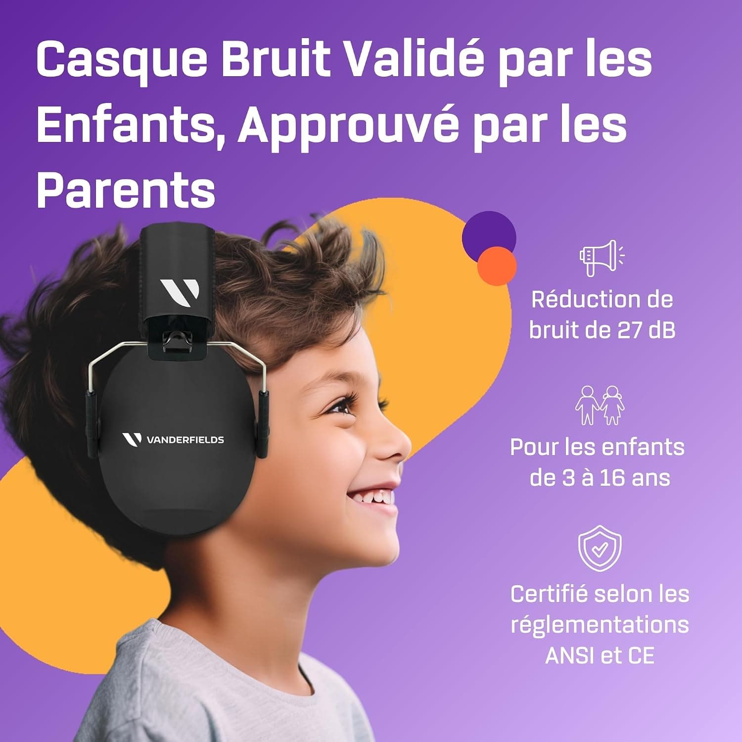 Vanderfields Casque antibruit haut de gamme Protection auditive et atténuation du bruit – Casque antibruit