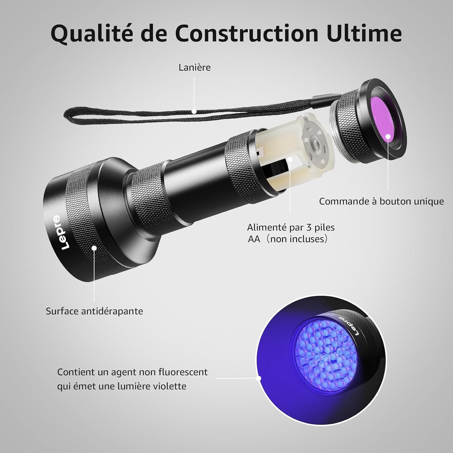 Lepro Lampe UV 395nm Détecteur