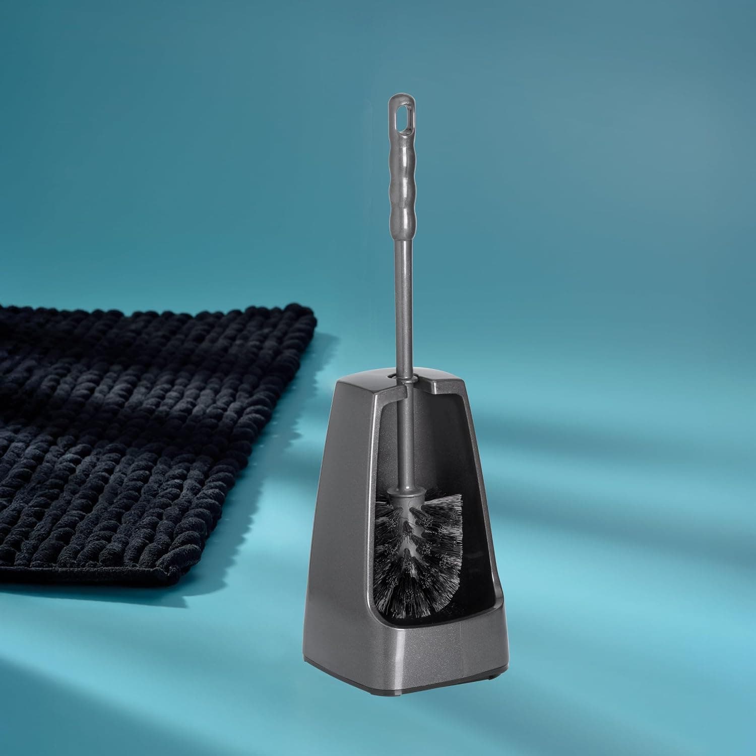 kela Brosse à WC avec réservoir Semi-Ouvert, 38 cm, Brosse pour Toilettes, Ensemble Brosse WC Levin, Gris foncé